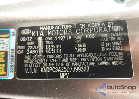 2013 Kia Sportage Ex из США, поврежденный, VIN KNDPC3A25D7399363